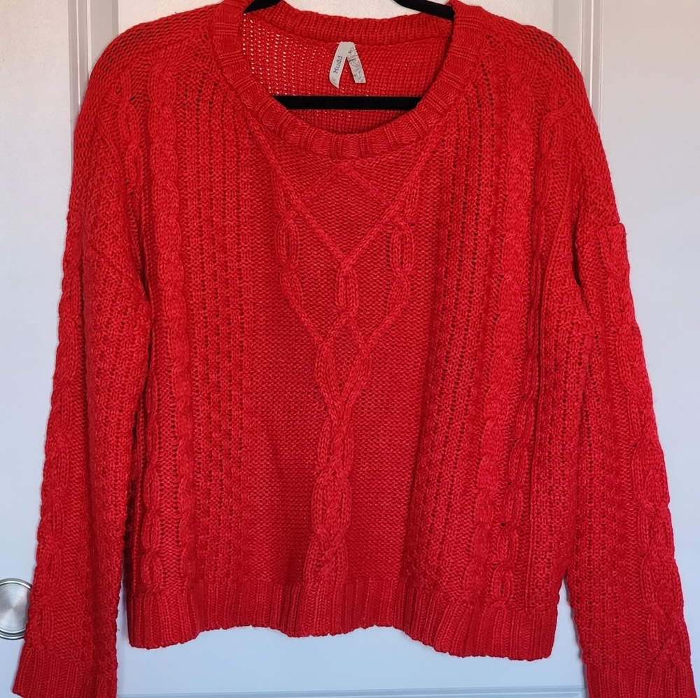 Red Cable Knit Sweater
